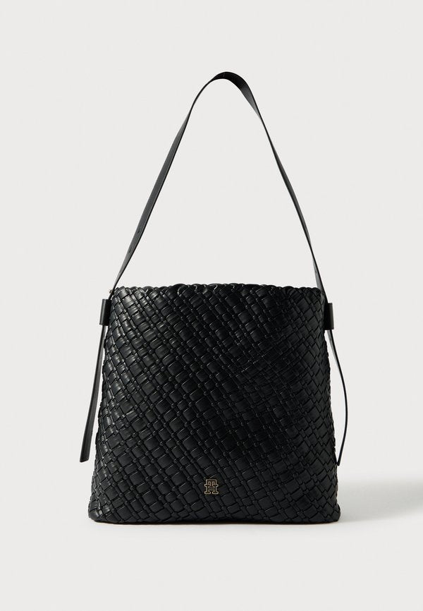 Tommy Hilfiger TH MONOGRAM BRAIDED HOBO BAG - Handbag - black