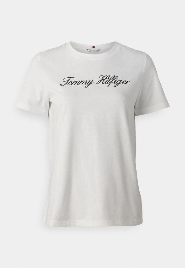 Tommy Hilfiger SCRIPT REGULAR - Print T-shirt - ecru