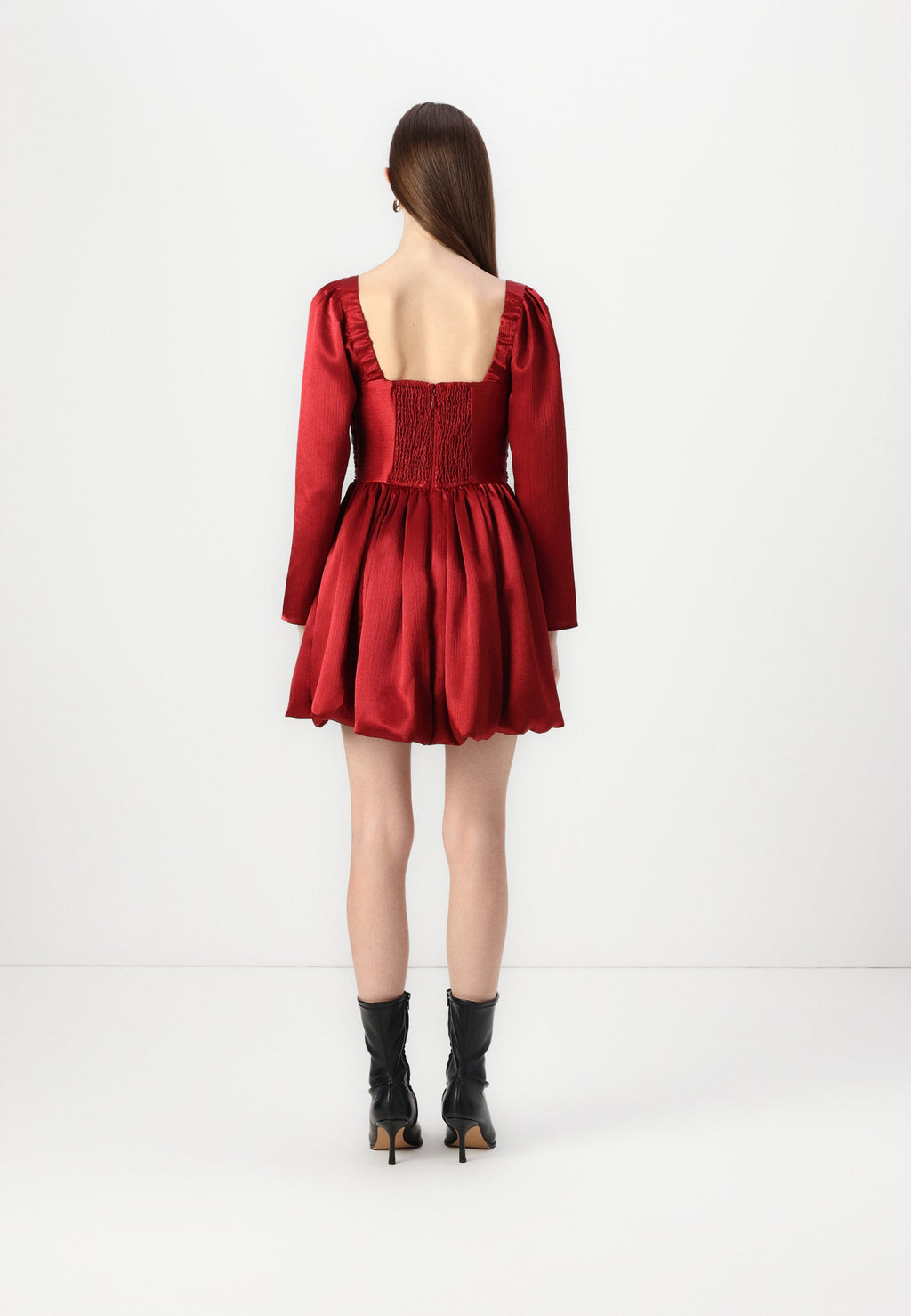Abercrombie & Fitch The A&F Emerson Bubble Hem Satin Mini Dress