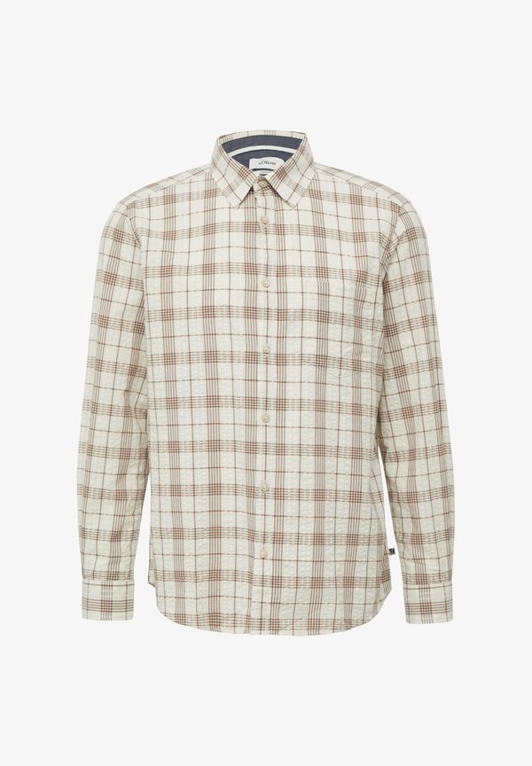 s.Oliver REGULAR FIT KARIERTES MIT KENTKRAGEN - Shirt - creme