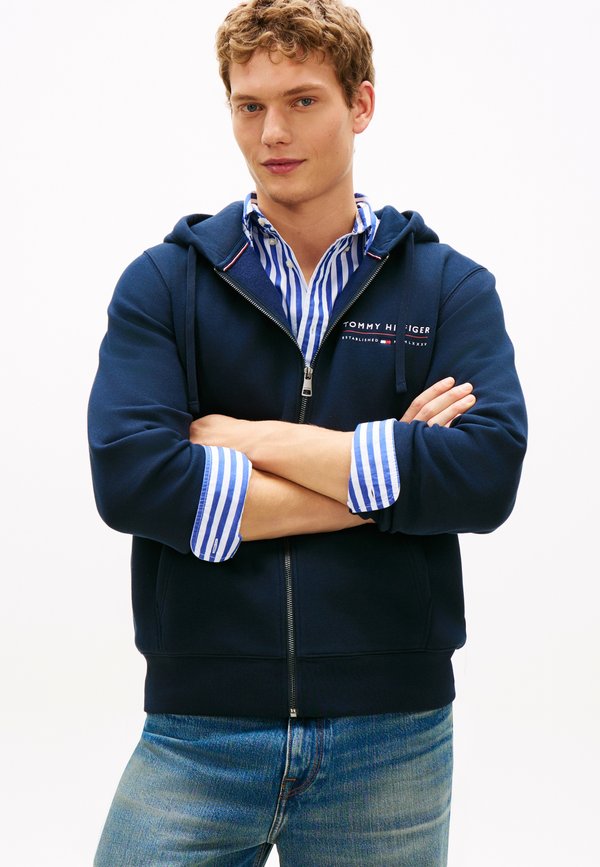 Tommy Hilfiger LOGO TERRY ZIP-THRU HOODY - Zip-up sweatshirt - desert sky