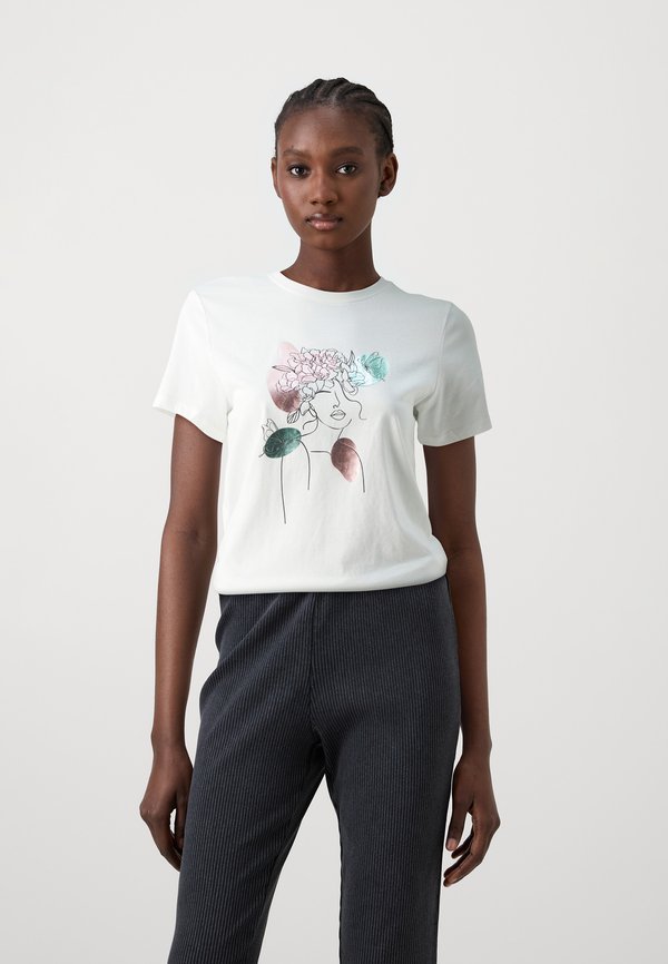 ONLY ONLKITA MIX - Print T-shirt - cloud dancer