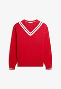 Tommy Hilfiger DOUBLE LAYERED CREW NECK RELAXED CRICKET  - Jumper - medium red