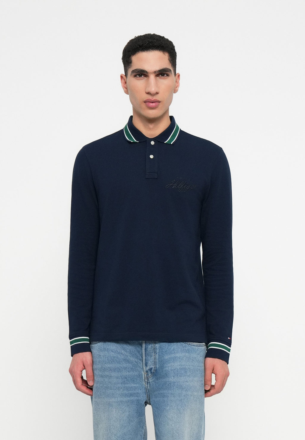REGULAR FIT TIPPED LONG SLEEVE POLO SHIRT Media 3