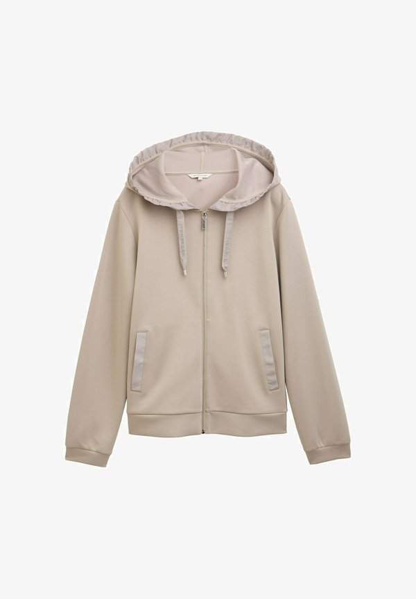 TOM TAILOR Zip-up sweatshirt - soft taupe grey