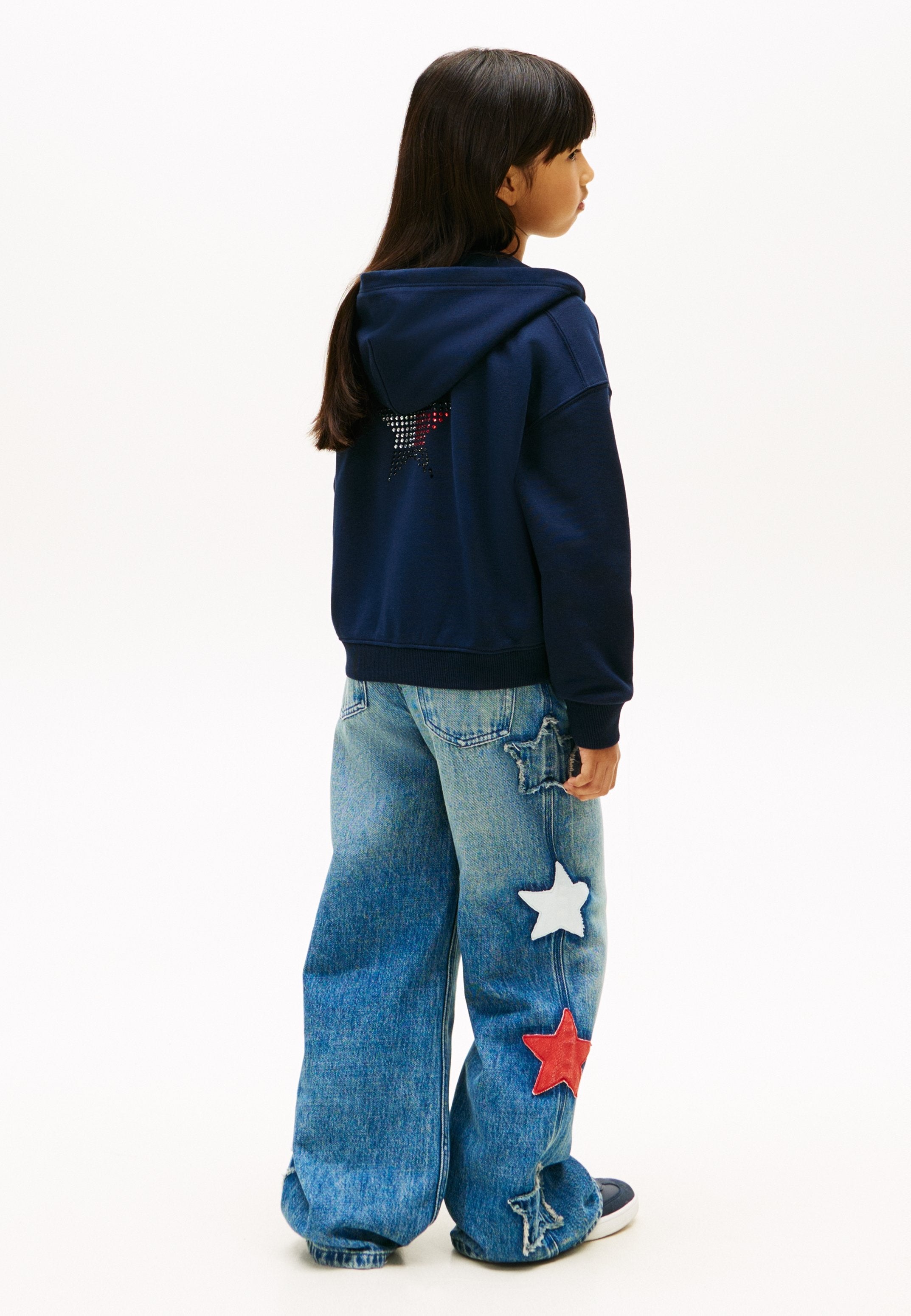 DIAMANTÉ STAR BACK LOGO ZIP-THRU HOODY Media 4