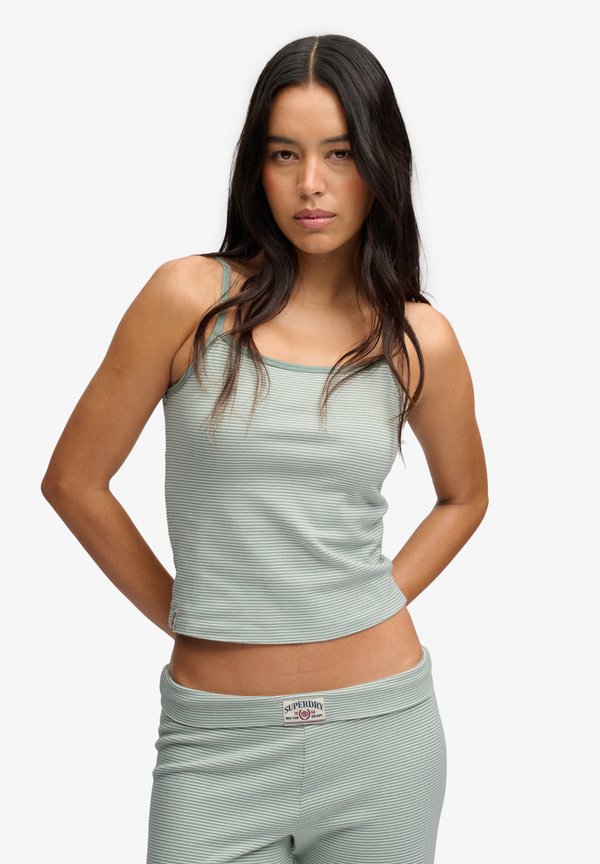 Superdry & Co SUPERDRY ATHLETIC ESSENTIALS STRIPE CAMI.. - Top - light jade green stripe