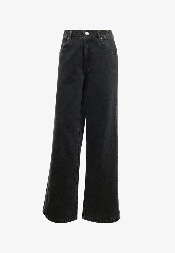 adidas Originals ADICOLOR DENIM 3-STRIPES TRACK PANTS - Straight leg jeans - true black denim