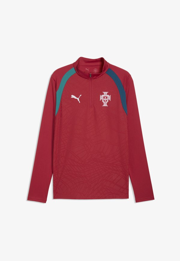 Puma PORTUGAL FPF TRAINING 1/4 ZIP TOP - Long sleeved top - club red-silver mist