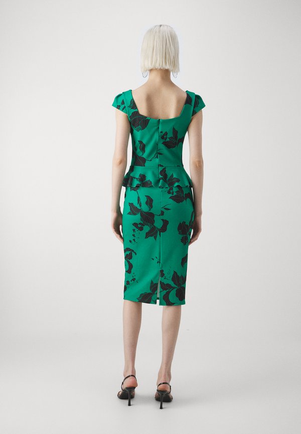 WAL G. MAY PEPLUM MIDI DRESS