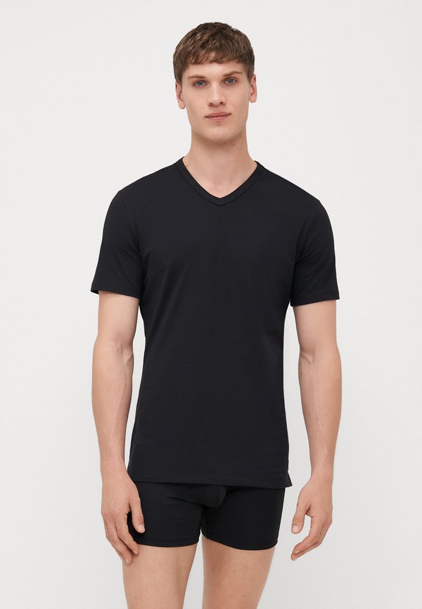 Calvin Klein Underwear 3 PACK V-NECK T-SHIRT COTTON MICROFIBER STRETCH - Undershirt - black