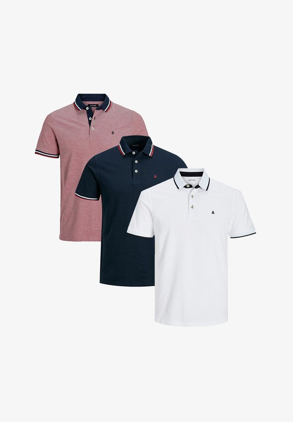 Jack & Jones 3ER PACK  - Polo shirt - rot blau weiß