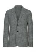 Grau karierter Blazer aus strukturiertem Stoff, mit Reverskragen, zwei Fronttaschen und zwei Knöpfen. Klassisch taillierter Schnitt.