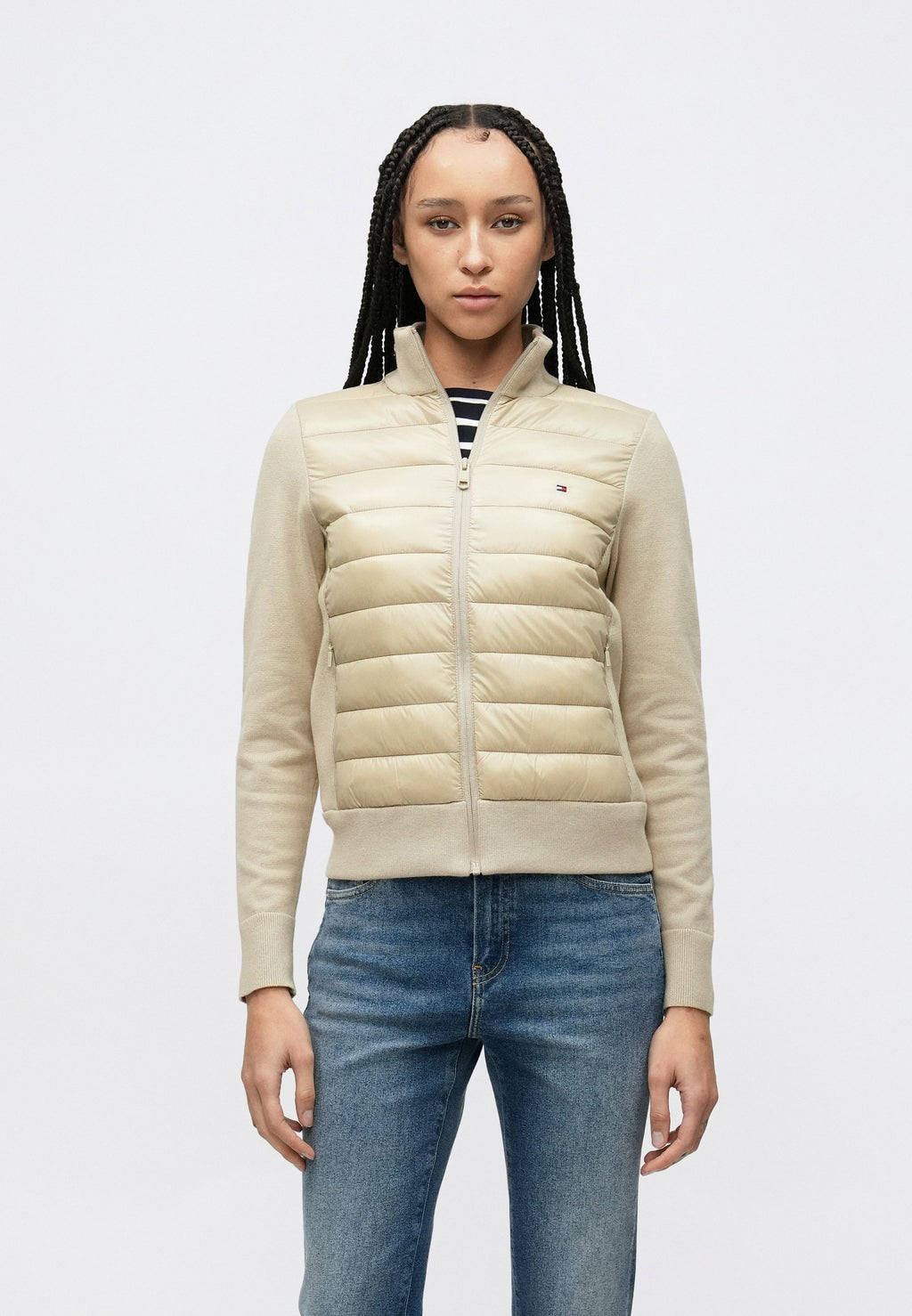 LIGHTWEIGHT MIXED KNIT PADDED JACKET Media 3