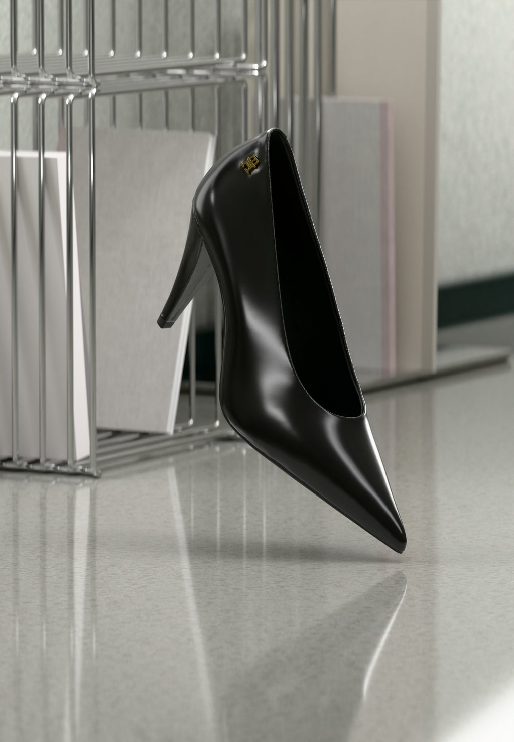TH MONOGRAM SHINY LEATHER HIGH HEELS Media 1