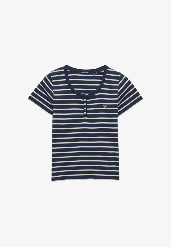 Superdry & Co SUPERDRY ATHLETIC ESSENTIALS BUTTON DOWN T-SHIRT.. - Print T-shirt - standard navy stripe