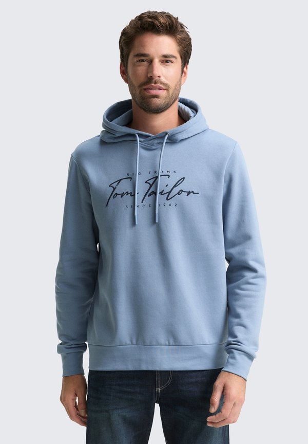 TOM TAILOR MIT LOGO-PRINT - Hoodie - faded denim blue