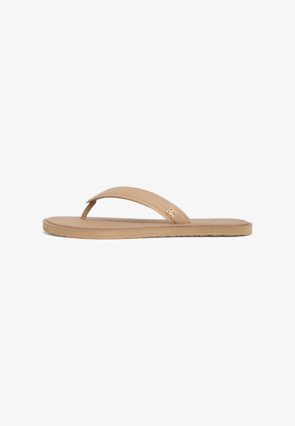 Tommy Hilfiger CHIC TH MONOGRAM FLIP-FLOPS - T-bar sandals - safari canvas