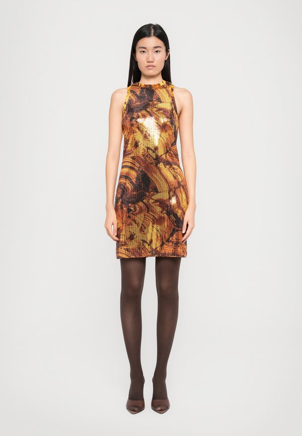 Roberto Cavalli DRESS TIGEREYE PRINTED ON ALL OVER PAILLETTES