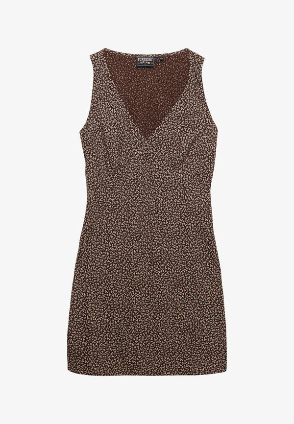 Superdry & Co PRINTED SWEETHEART MINI - Day dress - mini roses chestnut brown