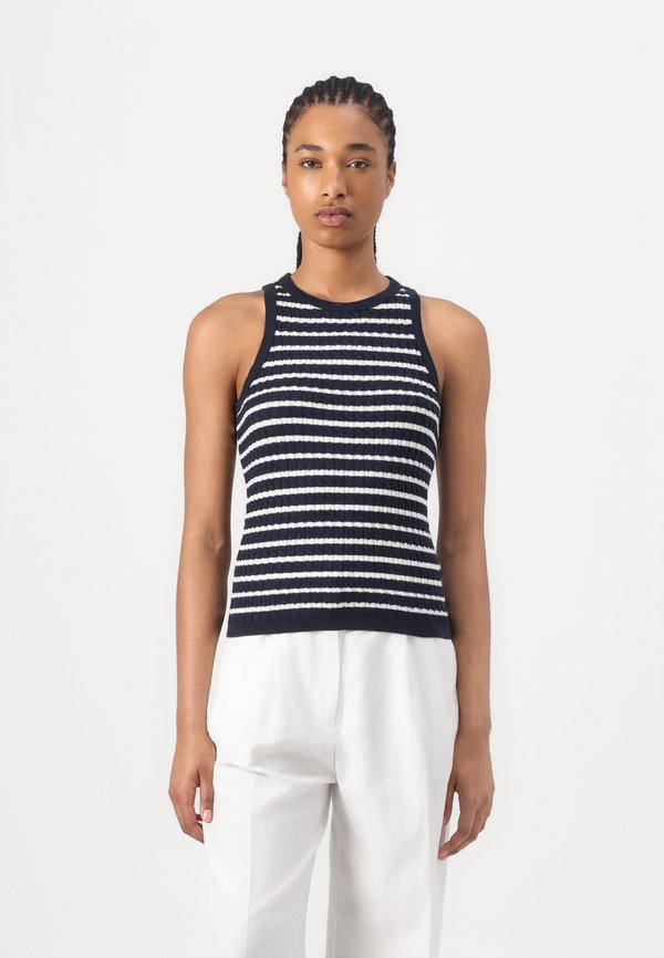 Tommy Hilfiger CABLE FINE SLIM  - Top - dark night navy/ivory