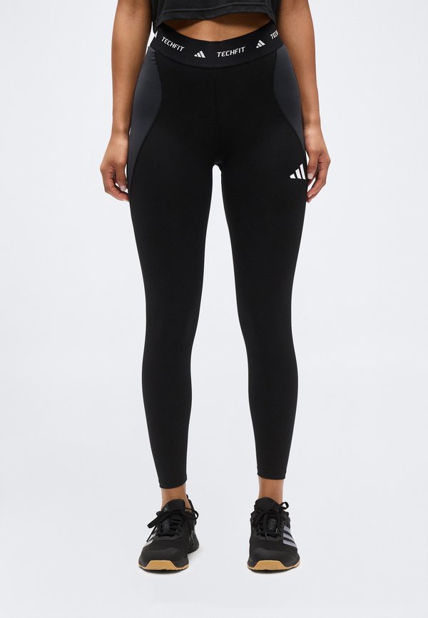 adidas Performance TECHFIT WORKOUT COLOR BLOCK 7/8 LEGGINGS - Leggings - black/carbon