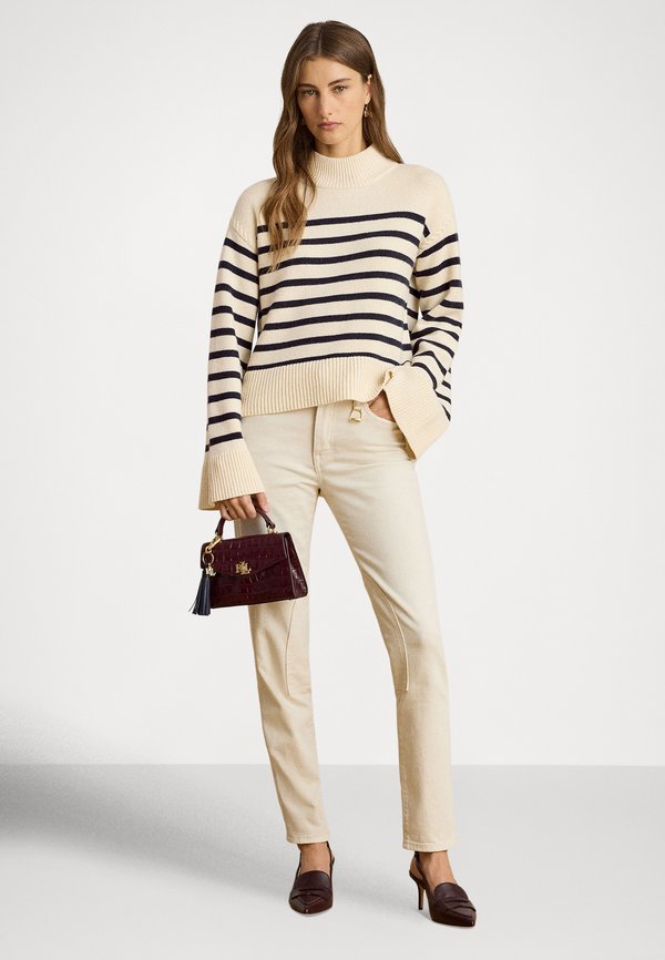 Lauren Ralph Lauren STRIPED WOOL-BLEND MOCKNECK SWEATER