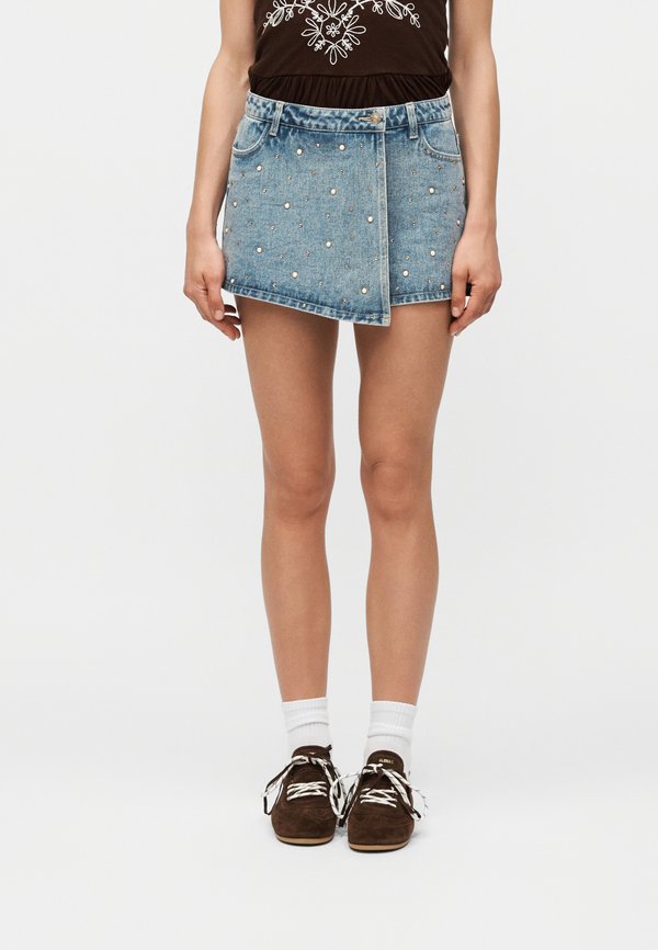 ONLY ONLTEXAS STUDDED - Skort - light medium blue denim