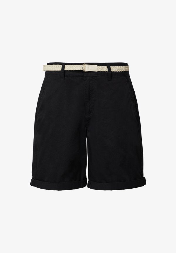 s.Oliver MIT GÜRTEL UND GARMENT DYE - Shorts - schwarz