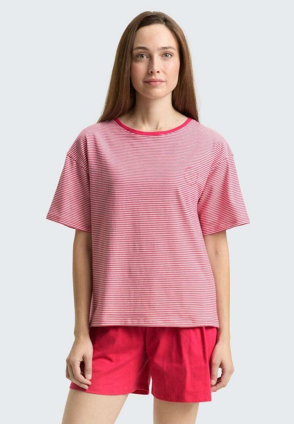 TOM TAILOR TOM TAILOR BODYWEAR PYJAMA-SET MIT STREIFENMUSTER - Pyjama set - red-medium-horizontal stripe