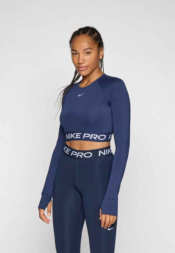 Nike Performance NIKE PRO DF 365 CROP LS - Long sleeved top - midnight navy/white