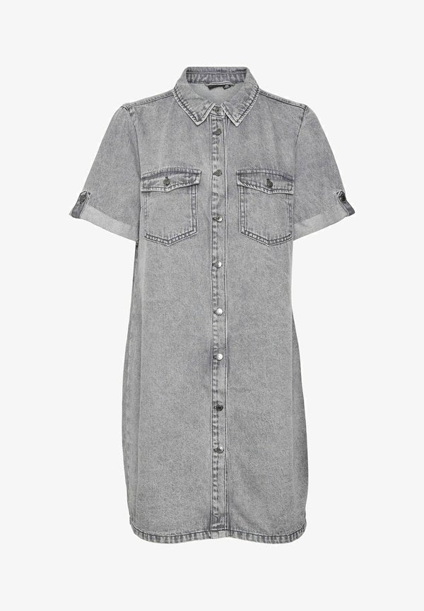 Vero Moda Denim VMJENNIE Short - Denim dress - medium grey denim