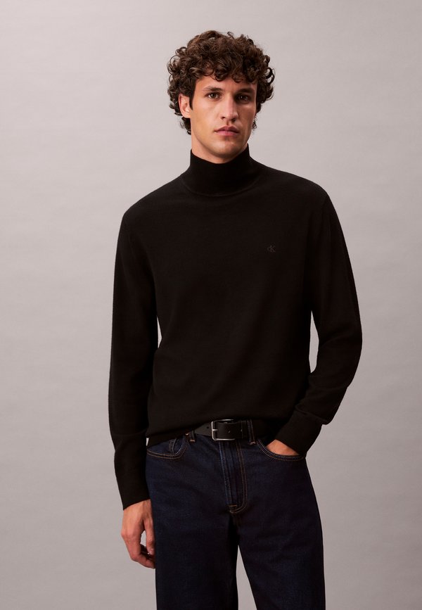 Calvin Klein MOCK NECK - Jumper - black