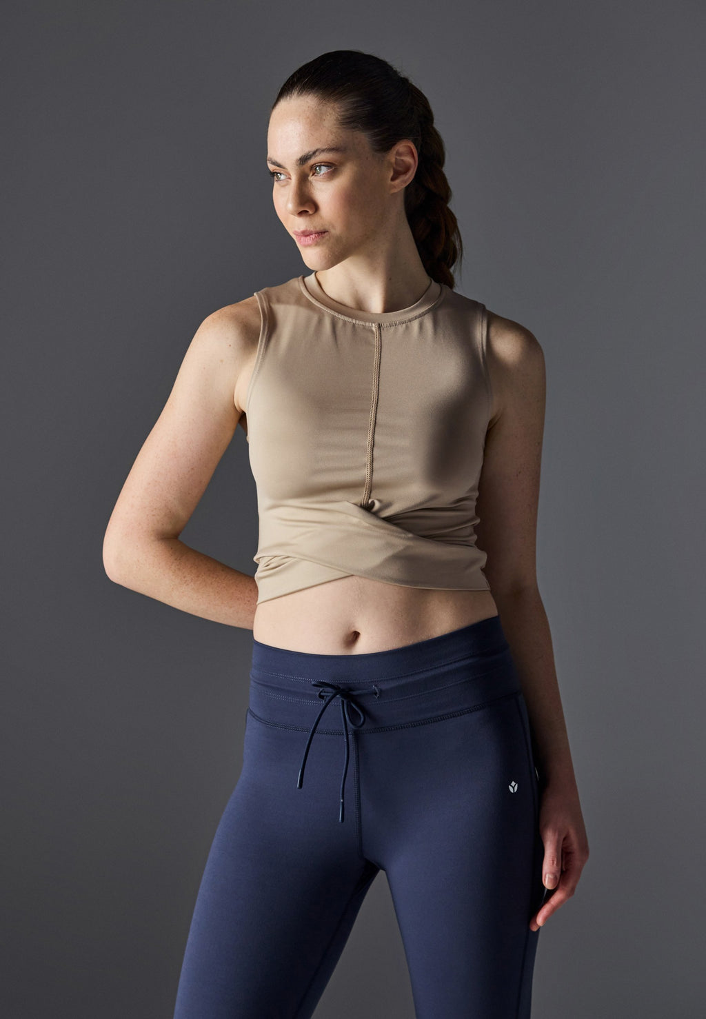 Even&Odd active CROPPED SLEEVELESS TOP WITH WRAP FRONT