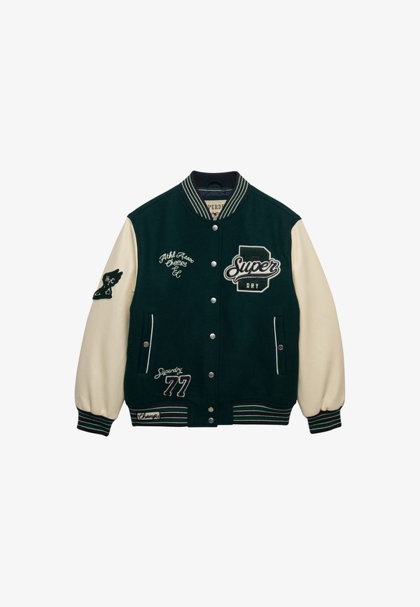 Superdry & Co PATCHED VARSITY - Bomber Jacket - dark pine green
