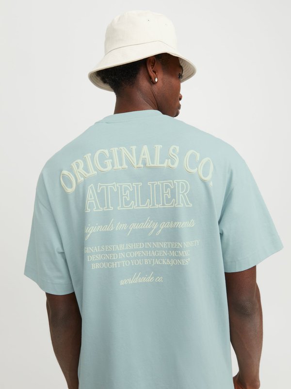 Jack & Jones JORSANTORINI TEE CREW NECK - Print T-shirt - gray mist