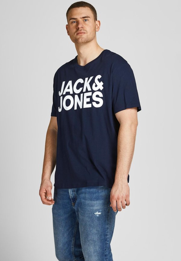 Jack & Jones LOGO PLUS SIZE RUNDHALS KURZARM ECORP 2PACK - Print T-shirt - blau-weiß