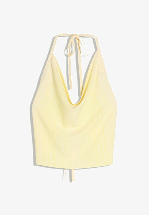 Bershka STRIPED HALTER TOP - Top - yellow