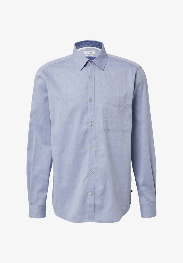 s.Oliver REGULAR FIT: GEMUSTERTES LANGARM MIT BRUSTTASCHE - Shirt - royalblau