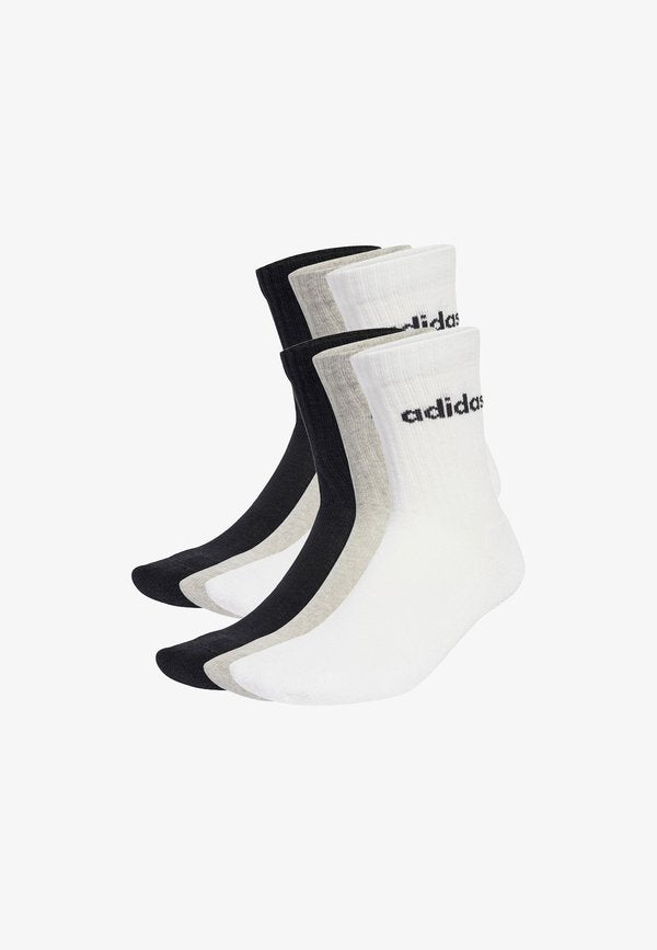 adidas Performance LINEAR CREW CUSHIONED 6 PAIR PACK - Sports socks - medium grey heather/white/black