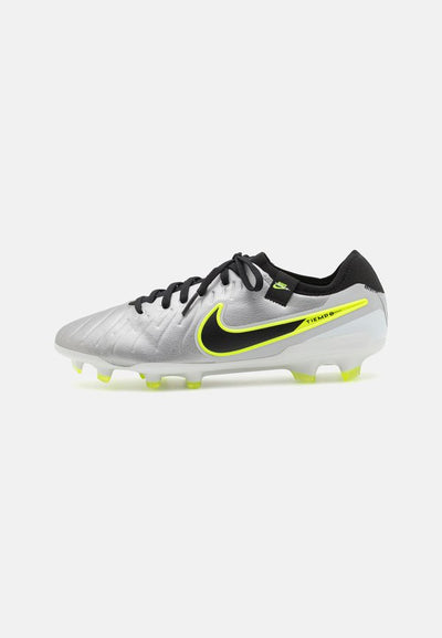 Nike Performance TIEMPO LEGEND 10 PRO FG - Firm-ground football boots - metallic silver/black/volt