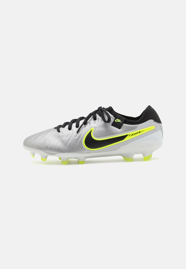 Nike Performance TIEMPO LEGEND 10 PRO FG - Firm-ground football boots - metallic silver/black/volt
