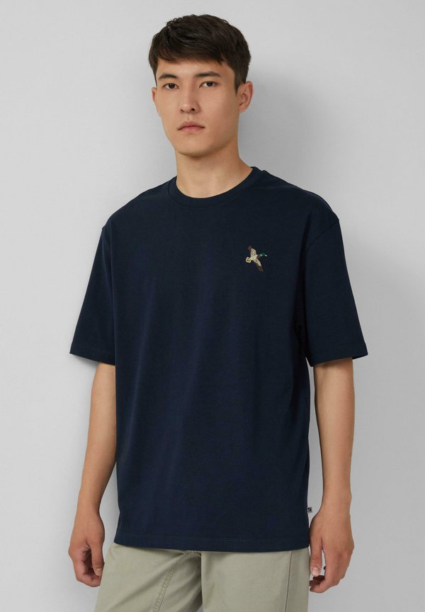 s.Oliver MIT STICKEREI - Print T-shirt - navy