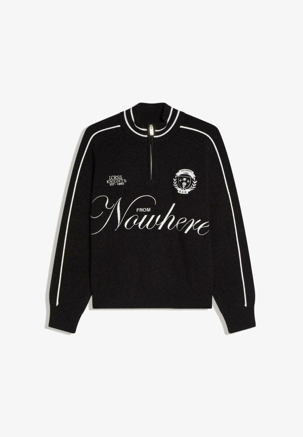 Bershka EMBROIDERED QUARTER - Jumper - black