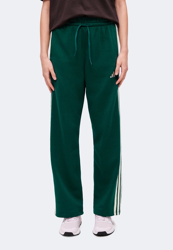 adidas Sportswear ESSENTIALS 3 STRIPES OPEN HEM PANTS - Tracksuit bottoms - collegiate green/ivory