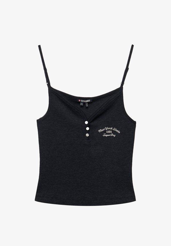 Superdry & Co SUPERDRY ATHLETIC ESSENTIALS BUTTON DOWN CAMI TOP.. - Top - eclipse navy marl