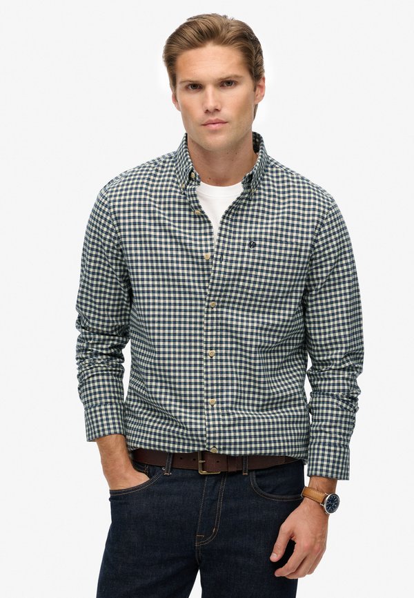 Superdry & Co PREMIUM CHECK OXFORD - Shirt - ecru blue micro grid