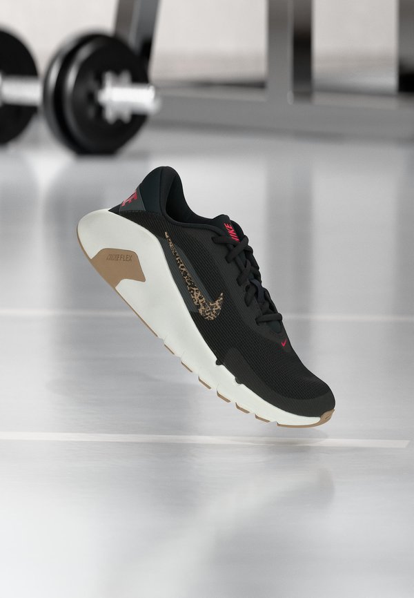 Nike Performance FLEX PRINT - Training shoe - black/multicolor/iron grey/sail/british khaki/fusion red