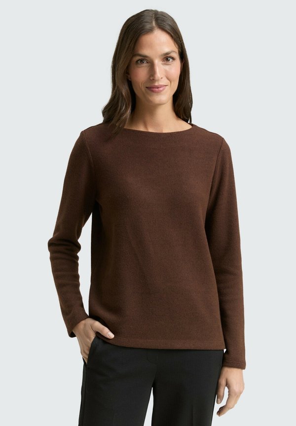 TOM TAILOR GERIPPTES  - Jumper - dark pecan brown melange
