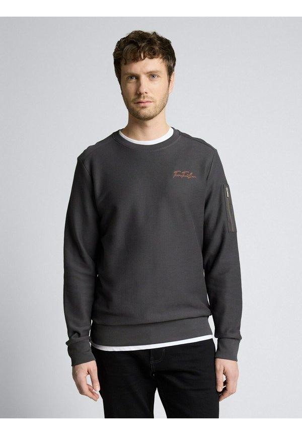TOM TAILOR MIT REISSVERSCHLUSSTASCHE - Sweatshirt - tarmac grey